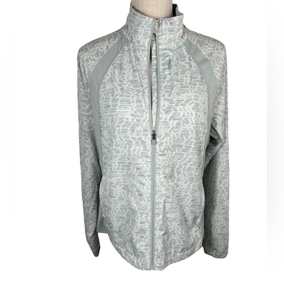 Athleta Run With It Grey Verve Horizon Print Lightweight Zip Front Jacket - Picture 3 of 8